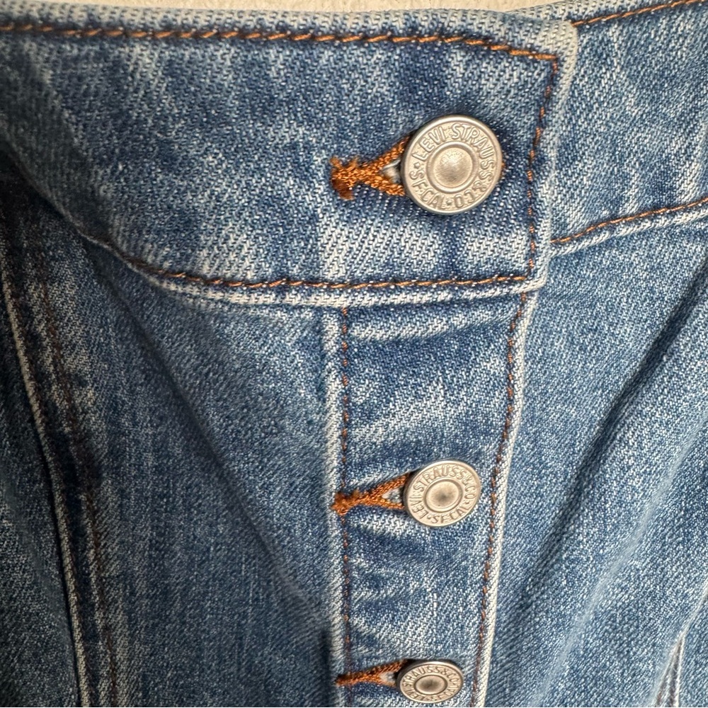 Levi's Blue Denim Strapless Button-Front Dress - Picture 2 of 14